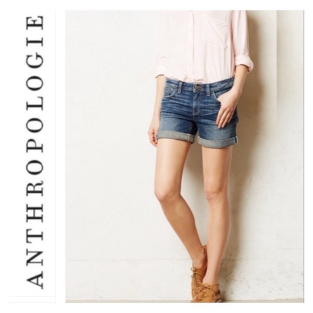 Pilcro and the Letterpress Anthropologie Denim Cuffed Shorts Womens Size 26 Jean